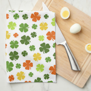 St Patricks Day Colorful Kleeblatts Green Irish Fu Geschirrtuch