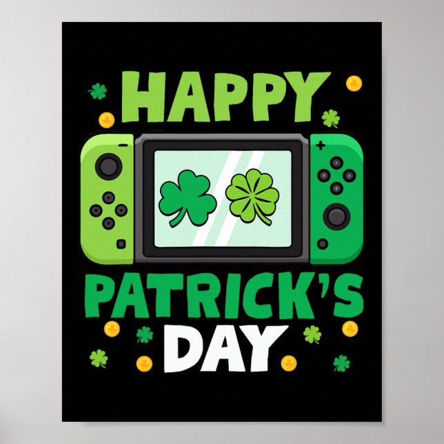 St Patricks Day Controller Video Game Kids Boy Tod Poster (Vorne)
