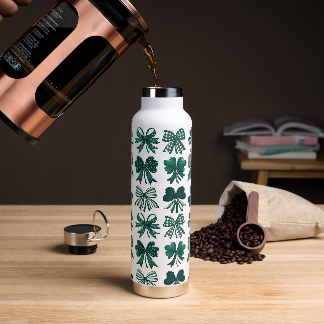 St. Patrick's Day Coquette Bows Kleeblatts Trinkflasche (Kaffee)