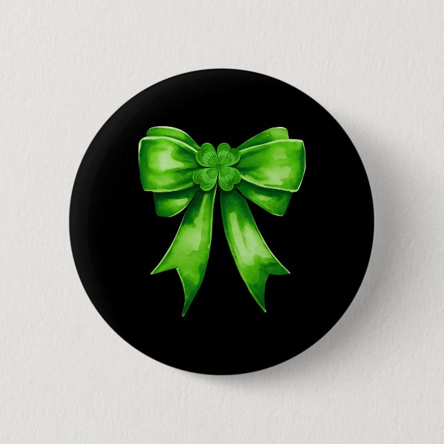 St. Patrick's Day Coquette Shamrock Irisches Grün  Button (Vorderseite)