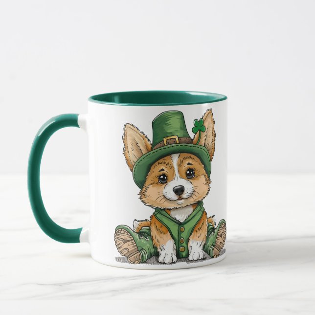 St. Patrick's Day Corgi Dog Tasse (Links)