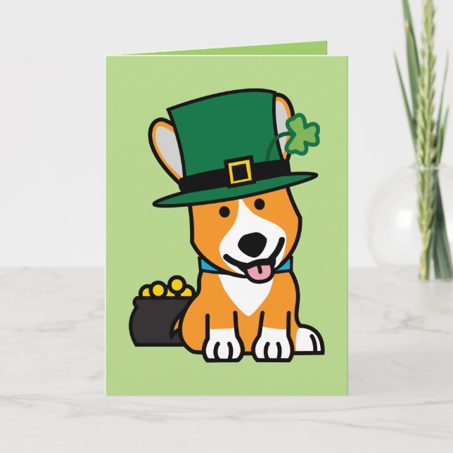 St. Patrick's Day Corgi Leprechaun Hund Welpe Dogg Karte (Vorderseite)