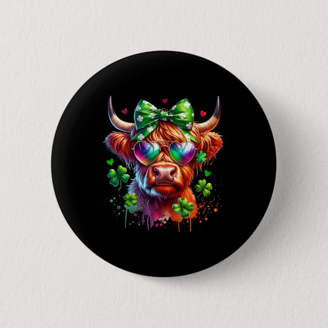 St Patrick's Day Cow St Patricks Day Kleeblatt Wom Button (Vorderseite)