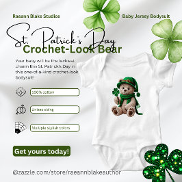 St. Patrick's Day Crochet-Look Bear  Baby Strampler