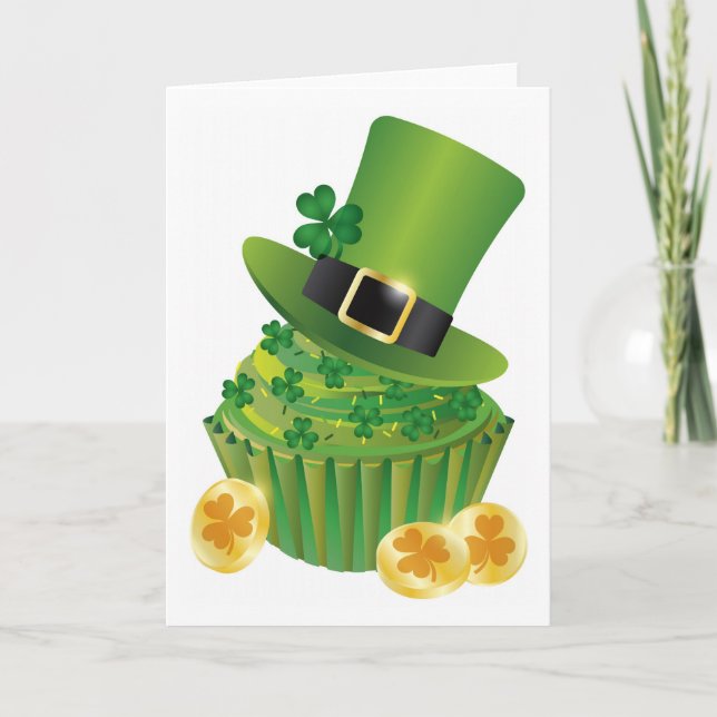 St. Patrick's Day Cupcake Card Karte (Vorderseite)