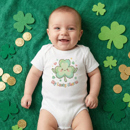 St. Patrick's Day Cute "My Lucky Charm" Clover Baby Strampler