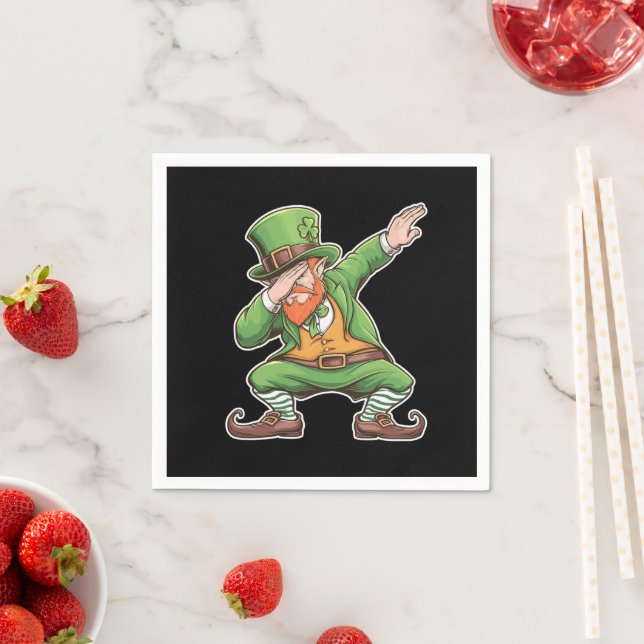 St Patricks Day Dab Dabbing Leprechaun Green Serviette (Beispiel)