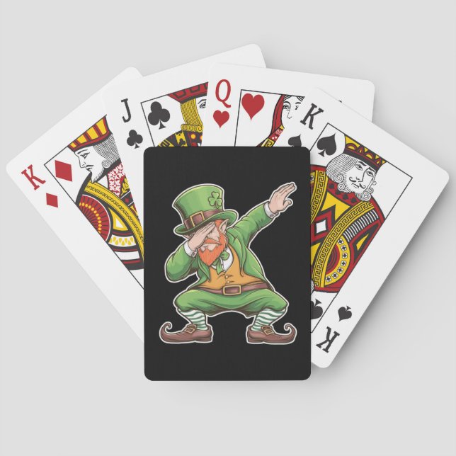 St Patricks Day Dab Dabbing Leprechaun Green Spielkarten (Rückseite)