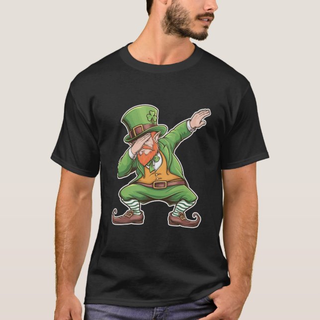 St Patricks Day Dab Dabbing Leprechaun Green T-Shirt (Vorderseite)
