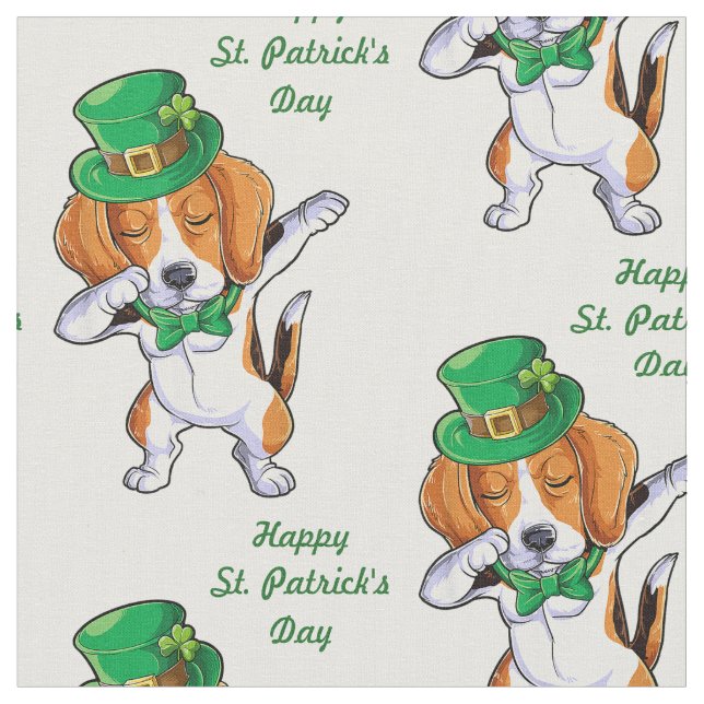 St. Patrick's Day Dabbing Beagle Stoff (Nahaufnahme)