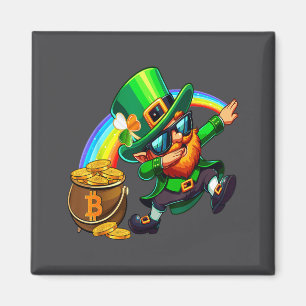 St Patricks Day Dabbing Bitcoin Regenbogen Kobold Magnet