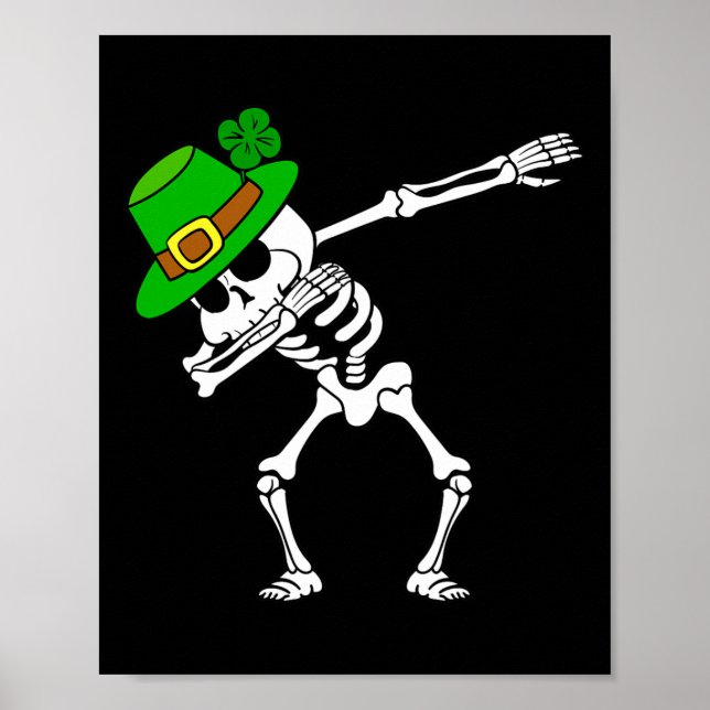 St. Patrick's Day Dabbing Dab Skeleton Irish Fun Poster (Vorne)