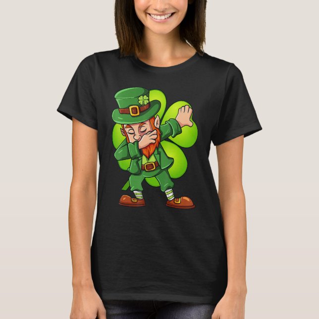 St Patricks Day Dabbing Leprechaun Clover Boys Gir T-Shirt (Vorderseite)