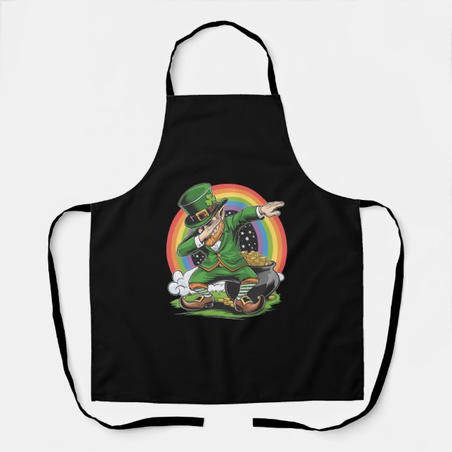St Patricks Day Dabbing Leprechaun Dab Tance Schürze (Vorderseite)