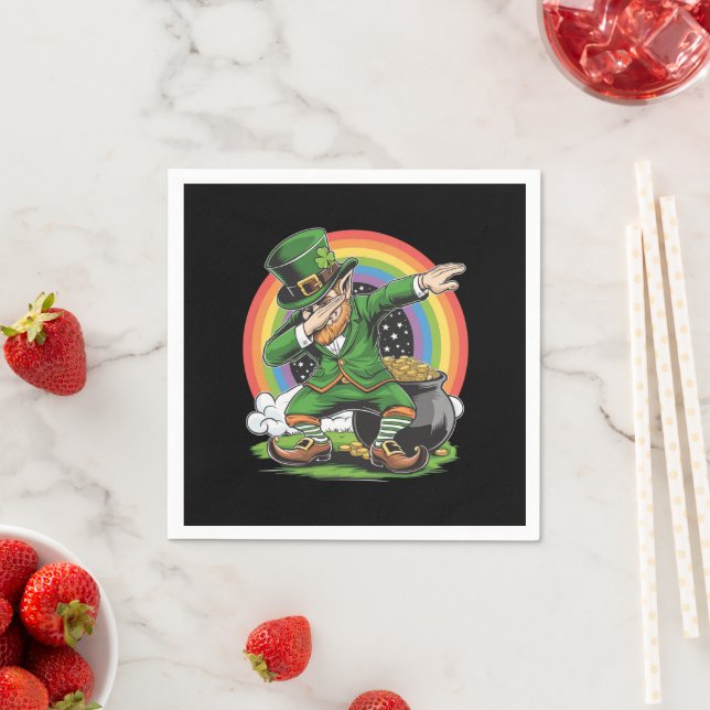 St Patricks Day Dabbing Leprechaun Dab Tance Serviette (Beispiel)