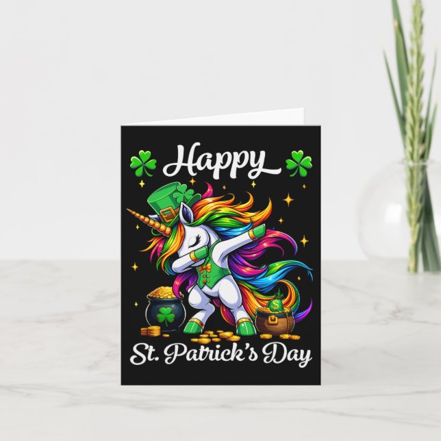 St Patricks Day Dabbing Unicorn Karte (Vorderseite)