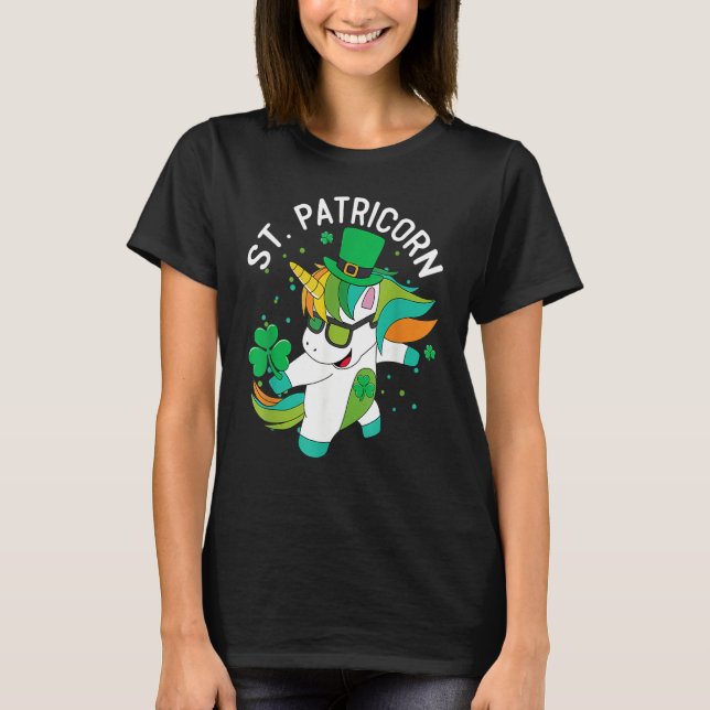 St Patricks Day Dabbing Unicorn Leprechaun Leprico T-Shirt (Vorderseite)