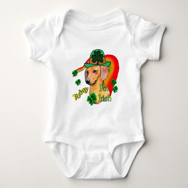 St. Patrick's Day Dackel Baby Strampler (Vorderseite)