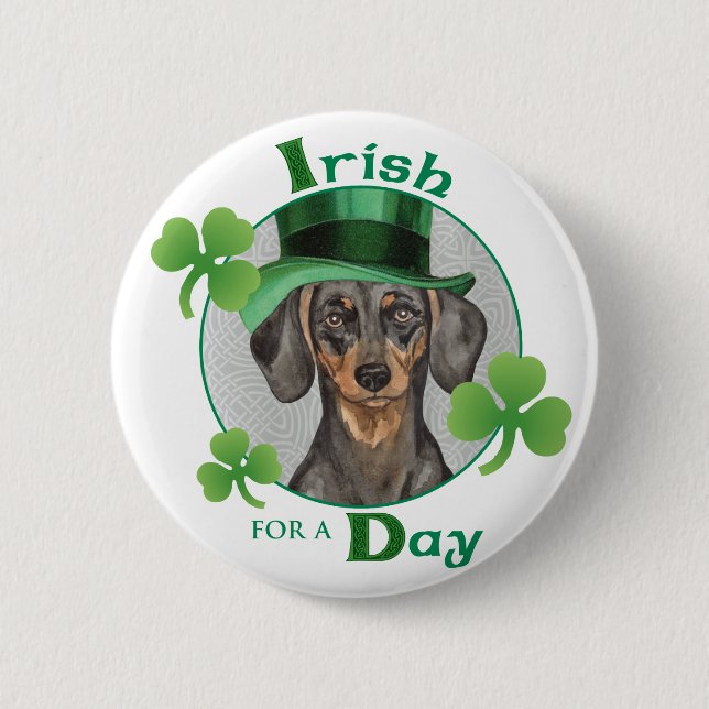 St. Patrick's Day Dackel Button (Vorderseite)