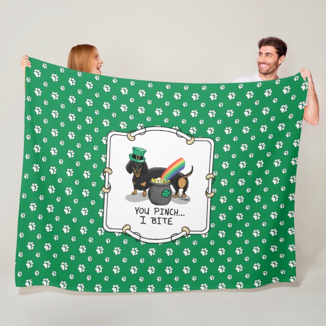 St. Patrick's Day Dackel (schwarz & tan) Fleecedecke (Beispiel)