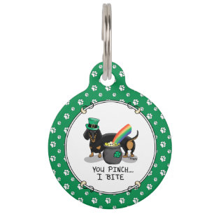 St. Patrick's Day Dackel (schwarz & tan) Haustiermarke