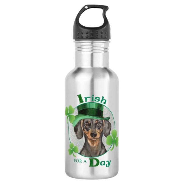 St. Patrick's Day Dackel Trinkflasche (Vorderseite)
