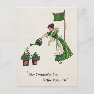 St. Patrick's Day Dame, Vintage Postkarte