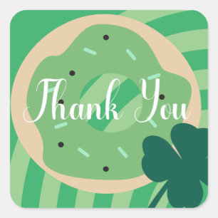 St. Patricks Day Danke Shamrock Donut Party Quadratischer Aufkleber