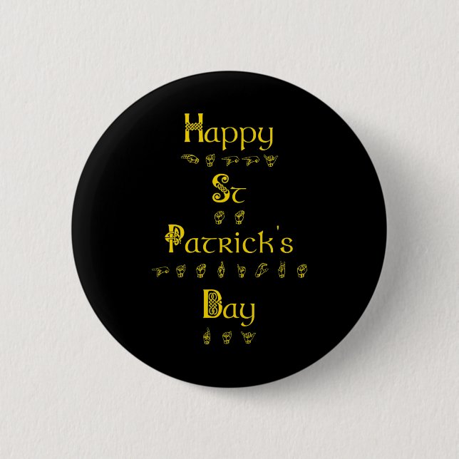 St Patricks Day Deaf Pride Sign Language Asl Aware Button (Vorderseite)