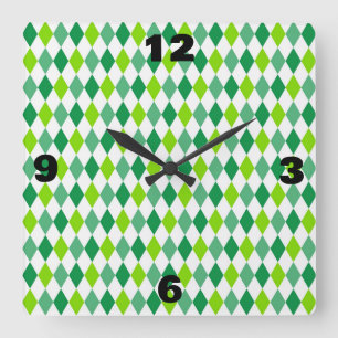 St. Patrick's Day Diamond Shape Pattern-54603 Quadratische Wanduhr