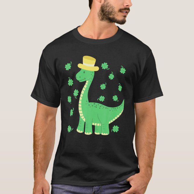 St. Patrick's Day Dinosaur Clover Leaf Irish T-Shirt (Vorderseite)