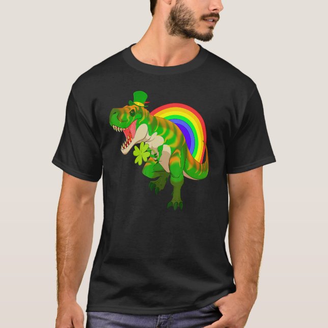 St Patricks Day Dinosaur Irish Green T-Rex Leprech T-Shirt (Vorderseite)