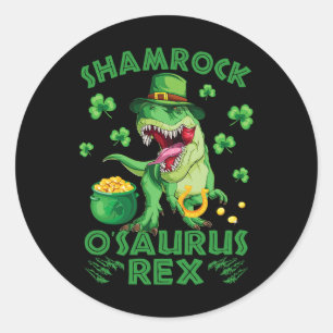 St. Patricks Day Dinosaur Kleeblätter Coins and Lu Runder Aufkleber