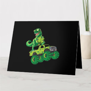 St Patricks Day Dinosaurier Monster Truck Kleeblat Karte