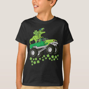 St Patricks Day Dinosaurier T Rex Monster Truck Ki T-Shirt