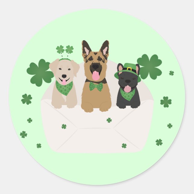 St Patricks Day Dog Mail Runder Aufkleber (Vorderseite)