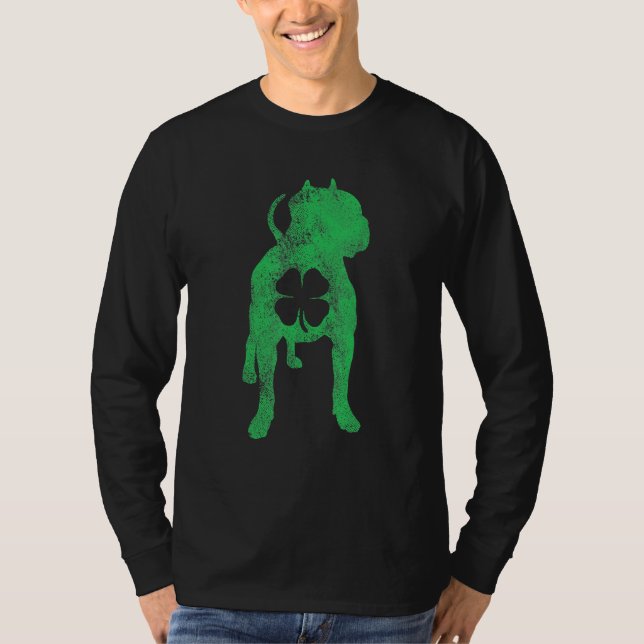 St Patrick's Day Dog Pit Bull Shamrock Clover Iris T-Shirt (Vorderseite)