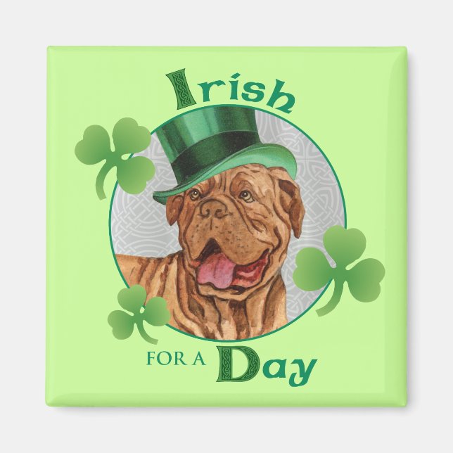 St. Patrick's Day Dogue de Bordeaux Magnet (Vorne)