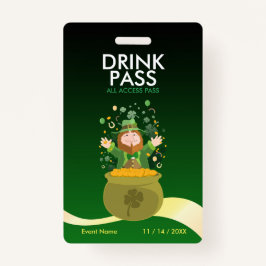 St. Patrick's Day Drink Pass Abzeichen Ausweis
