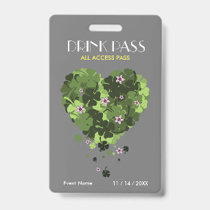 St. Patrick's Day Drink Pass Abzeichen Ausweis