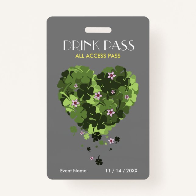 St. Patrick's Day Drink Pass Abzeichen Ausweis (Vorderseite)