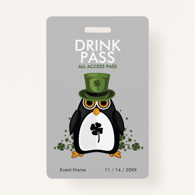 St. Patrick's Day Drink Pass Ausweis (Vorderseite)