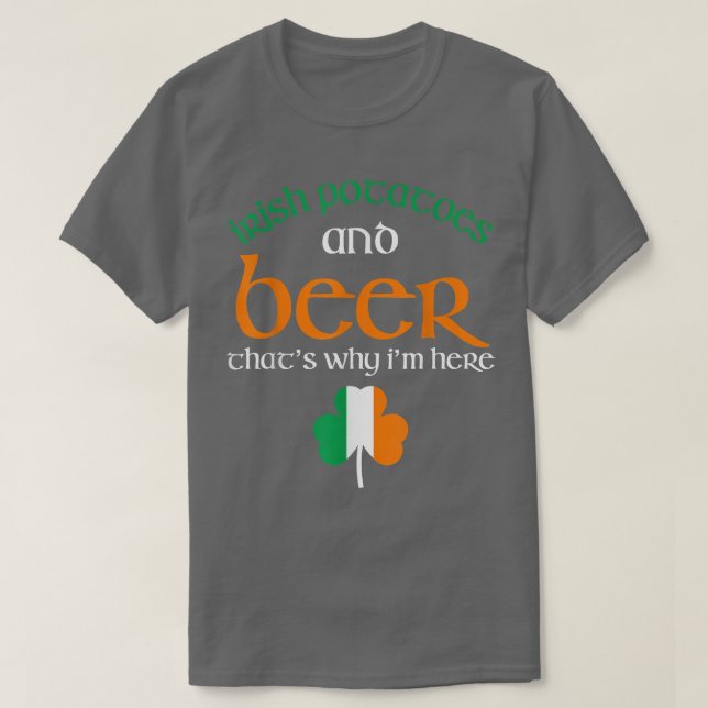 St Patricks Day Drinking Beer Funny Irish Potatoes T-Shirt (Design vorne)