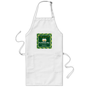 St. Patrick's Day Drinking Team Clover Pattern Lange Schürze
