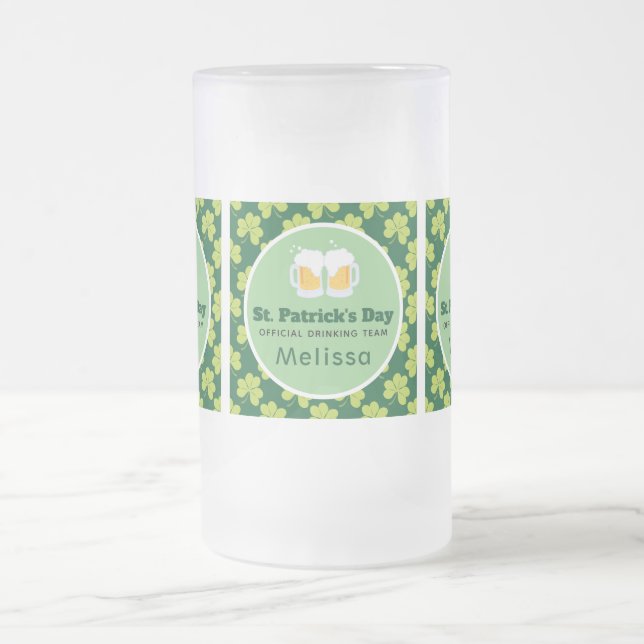 St. Patrick's Day Drinking Team Clover Pattern Mattglas Bierglas (Mittel)