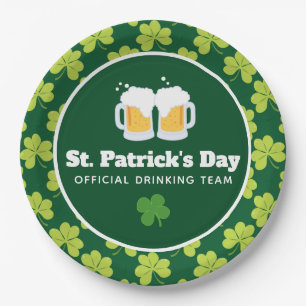 St. Patrick's Day Drinking Team Clover Pattern Pappteller