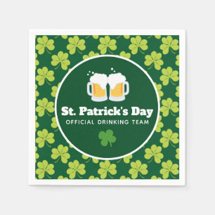 St. Patrick's Day Drinking Team Clover Pattern Serviette