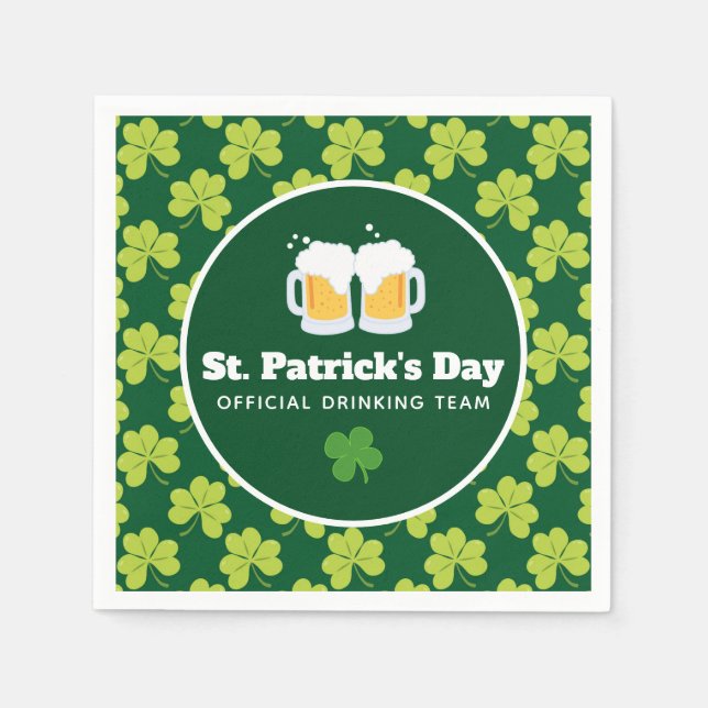 St. Patrick's Day Drinking Team Clover Pattern Serviette (Vorderseite)