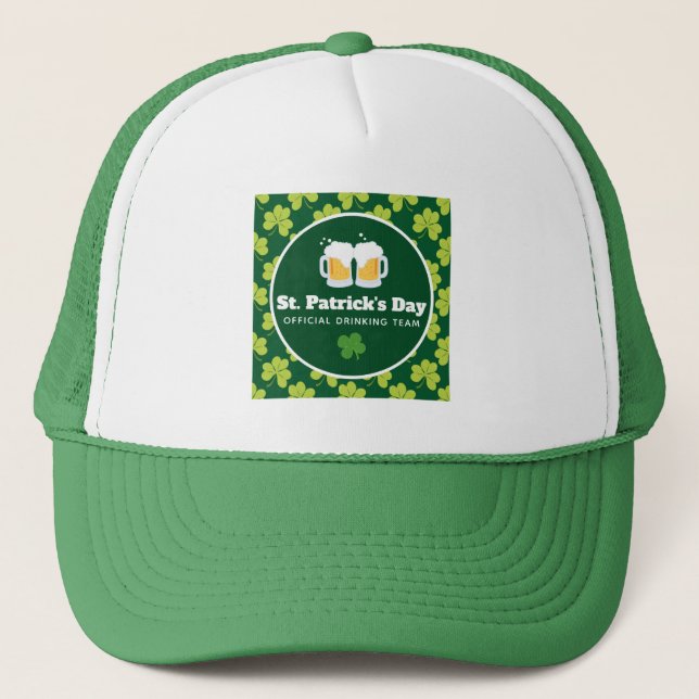 St. Patrick's Day Drinking Team Clover Pattern Truckerkappe (Vorderseite)