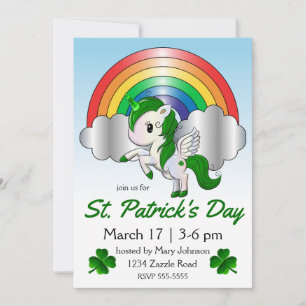St. Patrick's Day Einhorn Pegasus Einladung